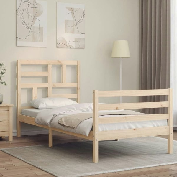 Berkfield Bed Frame with Headboard 100x200 cm Solid Wood