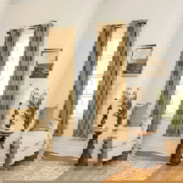 Ochre Mustard Velvet Darkening Eyelet Curtain Pair - 46x63 Inch Drop Image 6