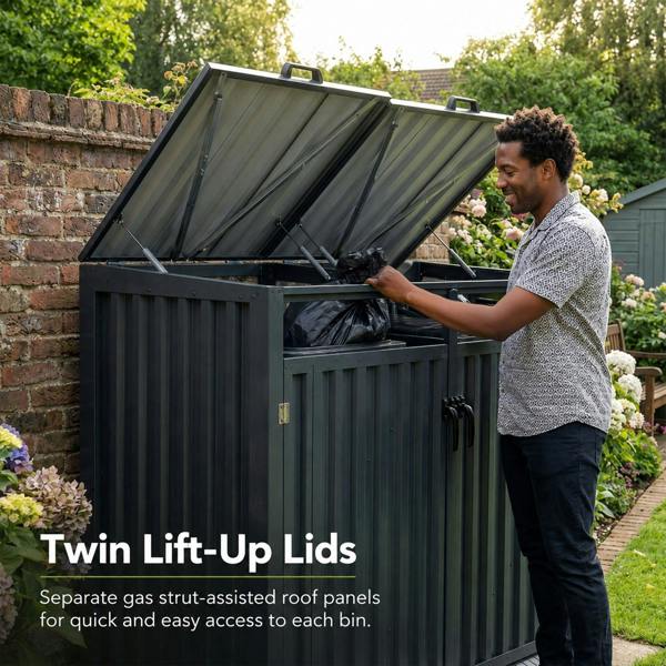 Nicoman Outdoor Metal Garbage Bin Shed