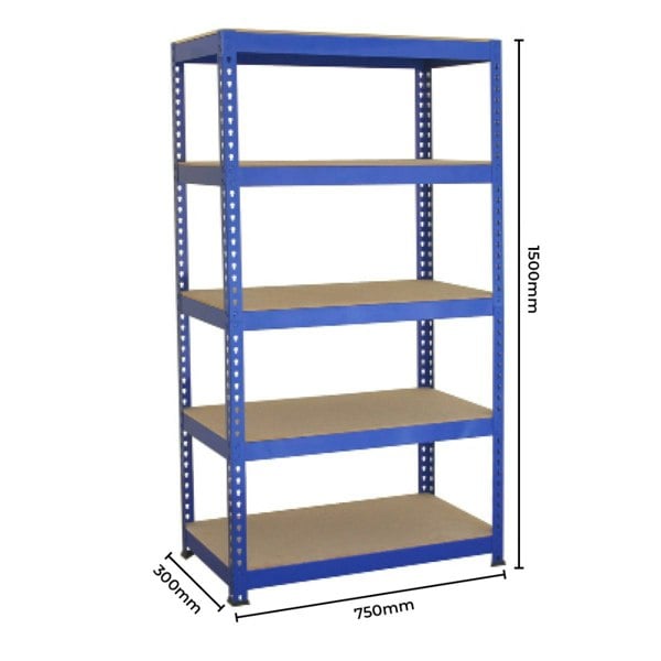 Monster Racking 2 x T-RAX Blue Metal Racking Units 75cm x 150cm x 30cm with Free Bay Connectors