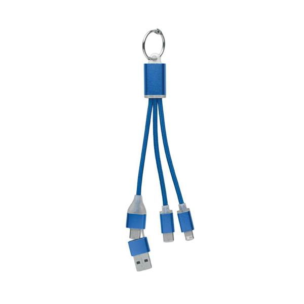 MidOcean 4 in 1 Keyring Charging Cable - Royal Blue - 