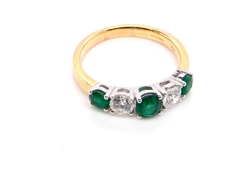 Vintage Tom A five stone half hoop emerald and diamond ring