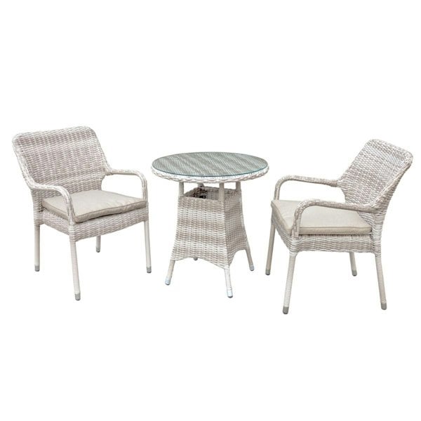 Oseasons Palmera Rattan Stacking 2 Seat Bistro Set in Sandy White