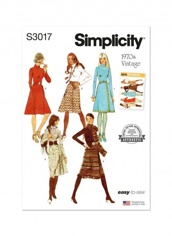 Simplicity Sewing Pattern 3017, Dresses, Scarves, Vintage Style for Women, K5 (8-10-12-14-16) - Easy