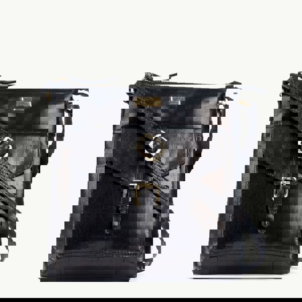 Assots London 'HOXTON' Black Vintage Leather Crossbody Sling Bag