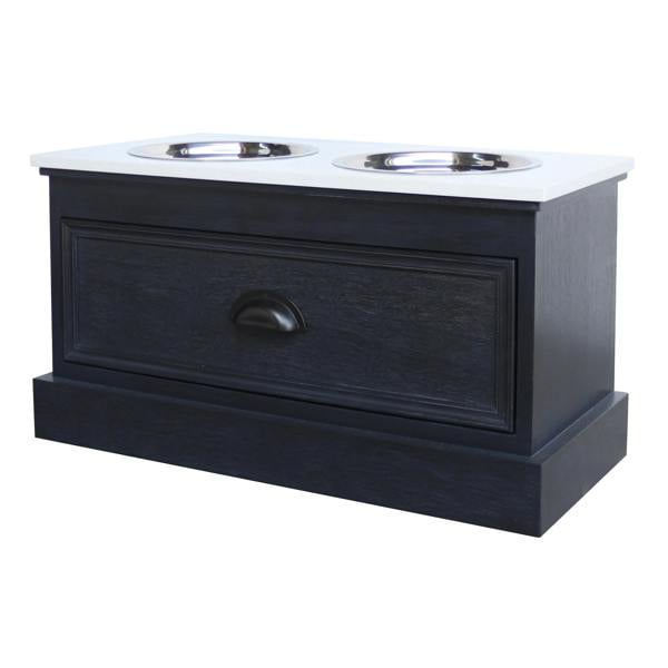 Hill Interiors Contour Collection Pet Feeder Table - Black - 