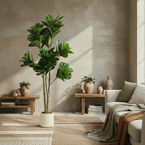 Wyld Haus Pararale Artificial Fiddle Leaf Fig Style Tree With Broad Leaves 180cm Green