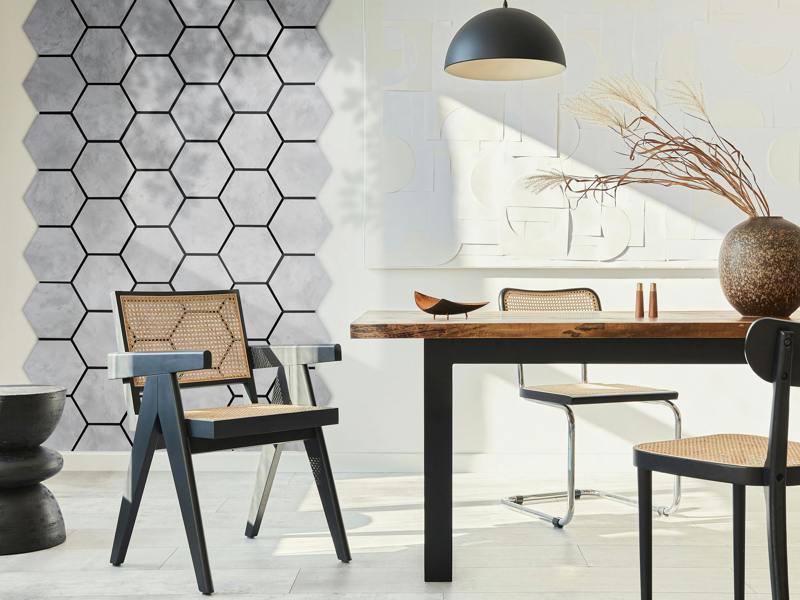 Fuse Acoustic Wooden Hexagon Wall Panel in Concrete Effect