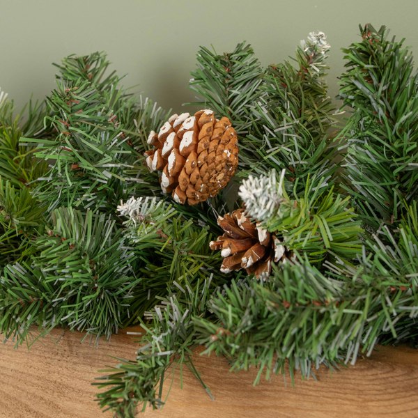 Samuel Alexander 270cm (9ft) x 25cm Snow Tipped King Fir Christmas Garland with Pine Cones
