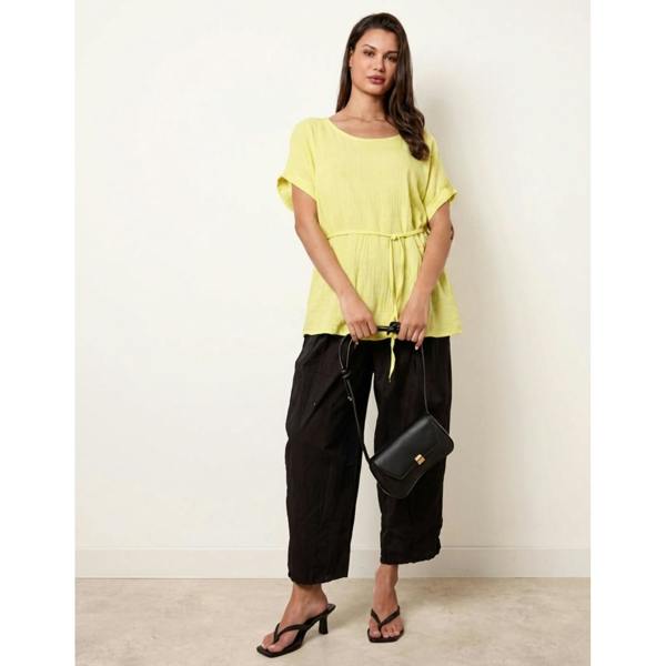 Blue Vanilla Belted Wide Sleeve Top