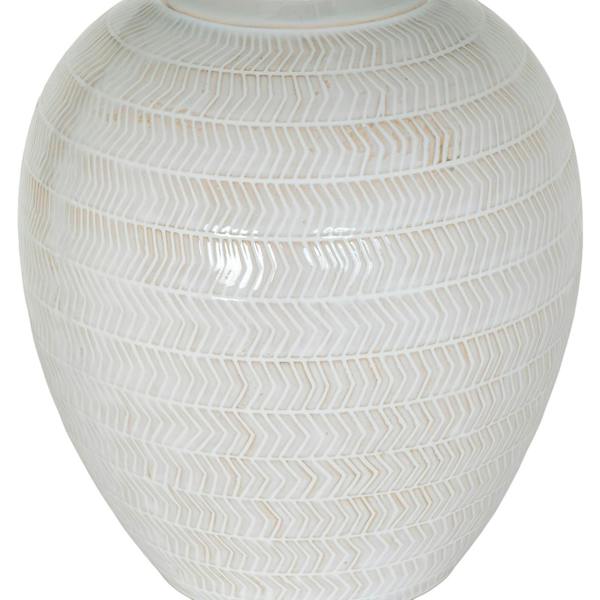 Chevronne Ceramic Table Lamp With Linen Shade