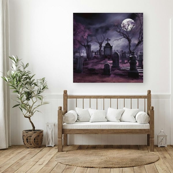 Warren Reed Witchs Moonlit Cemetery Design Canvas