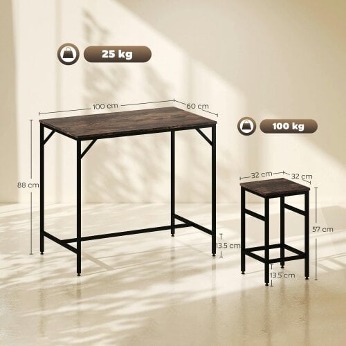 Wyld Haus Vimose Wooden Rustic Brown 5 Piece Breakfast Bar Table And Stool Set
