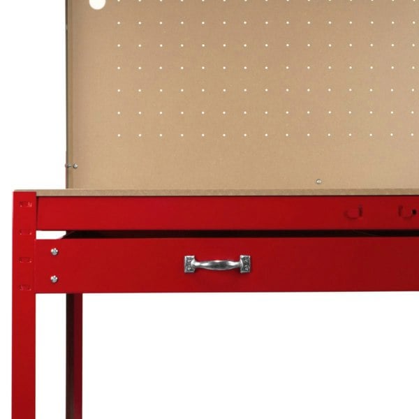 Monster Racking Workbench with Pegboard, Drawer & Light – Red