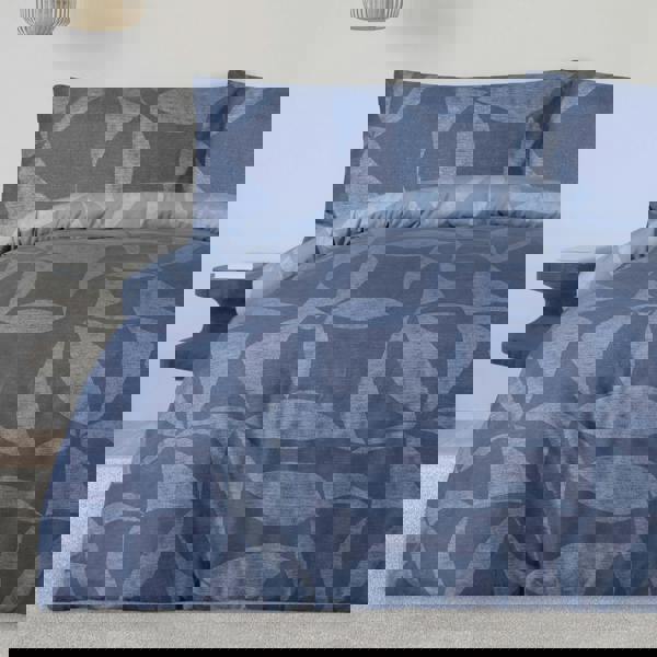 Smart Living Cutout Textured Geo Duvet Cover With Pillowcases - Blue