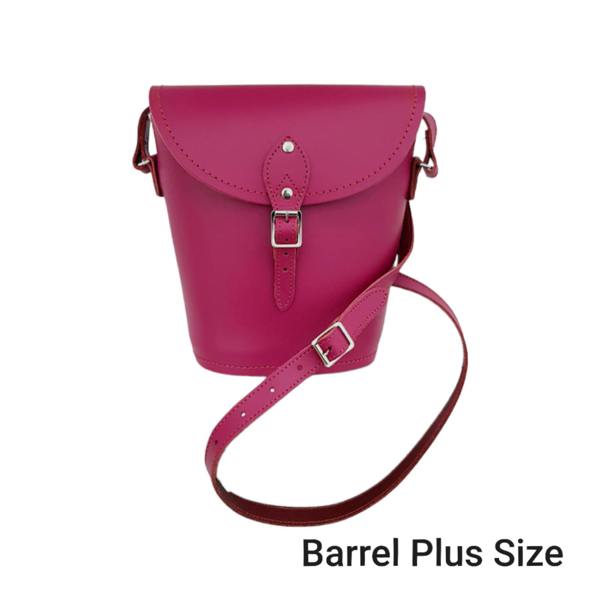 Zatchels Handmade Leather Barrel Bag - Magenta