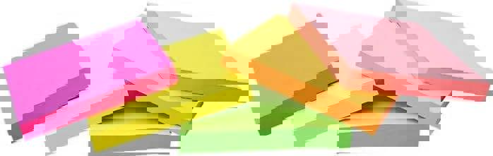 KAV Sticky Memo Notes Neon Block Cube Pad 3x3 inch 450 Sheets - Assorted Pink, Yellow, Orange and Green Self Adhesive Sticky Notes for Organization