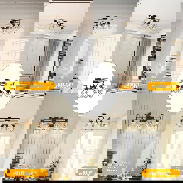 EMITTO 3-4 Way Spotlight Ceiling Light Adjustable Kitchen Spot Light E14 Fixture