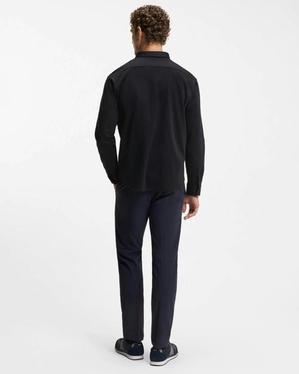 BOSS Green ST Motion Mens Long Sleeve shirt in cotton jersey with natural stretch - Dark Blue 402 | CHO | Designer Mens,Shirts,Long Sleeve