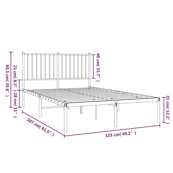 Berkfield Metal Bed Frame with Headboard Black 120x190 cm 4FT Small Double