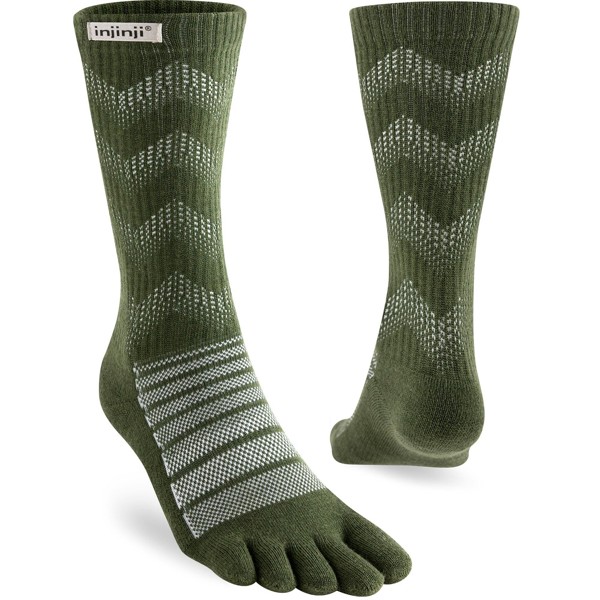 Injinji Mid-Weight Merino Wool Crew Toe Socks (INJ-ODC) - Forest Green