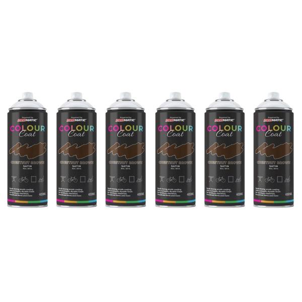 Colour Coat 6X Chestnut Brown RAL 8014 Satin Spray Paint 400ml