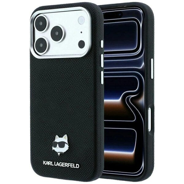 Karl Lagerfeld Grained Choupette Head Metal Logo Case with MagSafe for iPhone 17/18 Pro Max 6.9" Black - KLHMP18X6PSCHLK