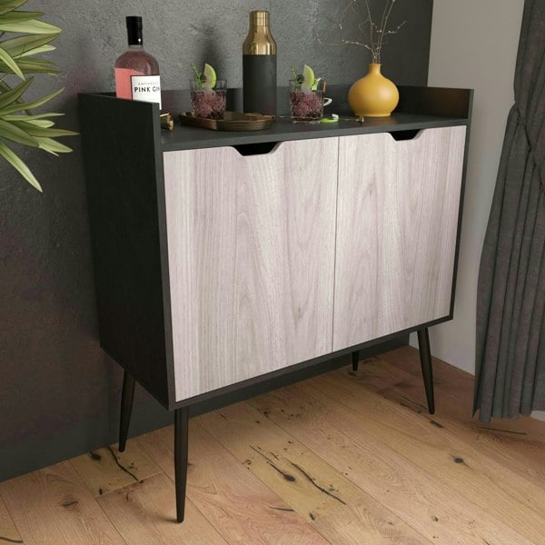 Dorel Home Copley Bar Cabinet in Black Oak