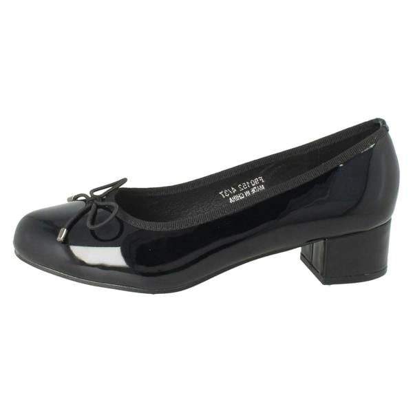 Spot On Ladies Spot On Short Heel Bow Detailed Court Shoes F90152