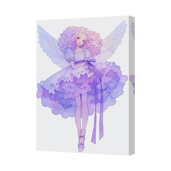 Benjamin Tate Design Purple Angel Girl Canvas Wall Art Print With Wings