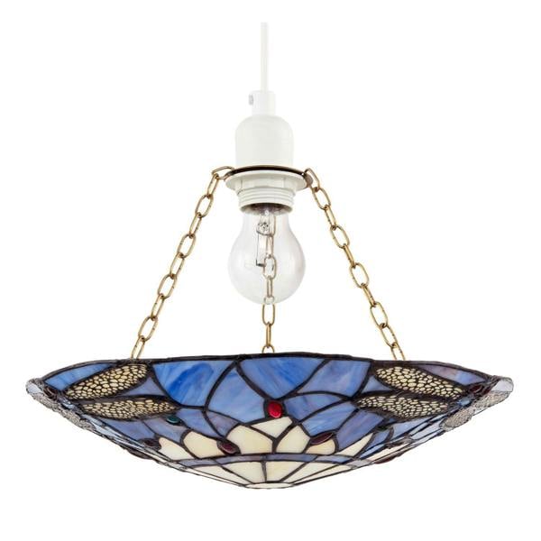 Lavender Light Purple Dragonfly Tiffany Glass Easy Fit Pendant Shade Image 1