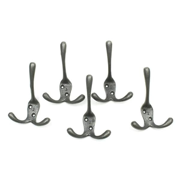 Antique Cast Iron Victorian Triple Coat Hook - Pack of 5 Hooks