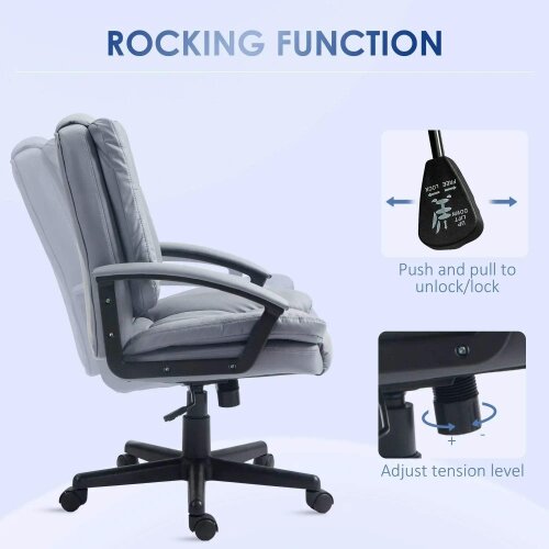 Bobobiy Office Chair, Computer Desk Chair, Mid Back Executive Chair with Adjustable Height and Swivel Rolling Wheels for Home Study, Light Grey
