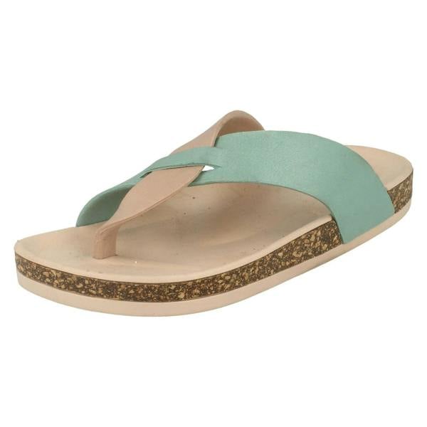 Spot On Ladies Spot On Open Toe Cork Effect Flatform Sandal