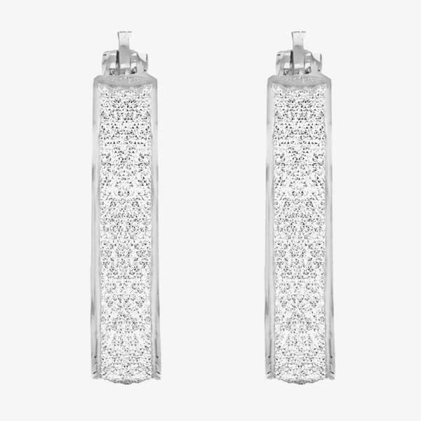 T. H. Baker Sterling Silver Stardust Hoop Earrings 8.51.1079