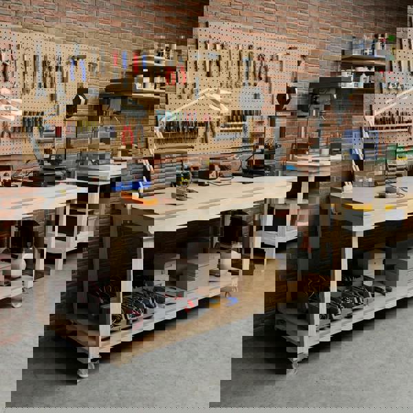 Arbor Garden Solutions Wooden Workbench MDF Top Depth-4ft With Wheels