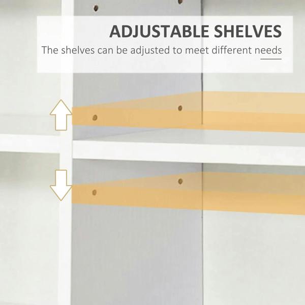 White adjustable shelf rail with multiple mounting holes for flexible compartment heights