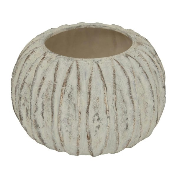 Hill Interiors Lorenzo Rotund Fin Vase - White/Grey Wash