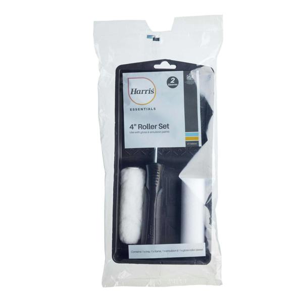Harris Essentials Mini Paint Roller Set - Black/White - 