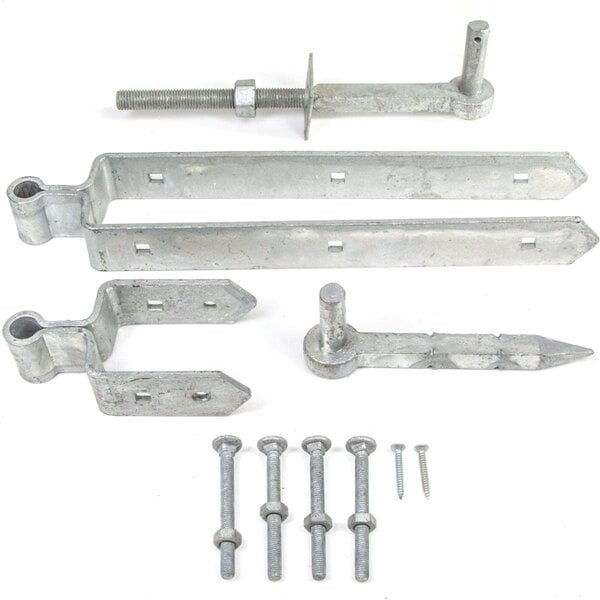 Galvanised Double Strap Farm Gate Hinge Set - Heavy Duty 18" Hinge for Field Gates, Driveways & Stables