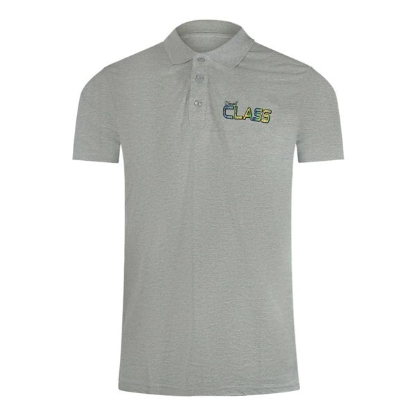 Cavalli Class Vibrant Floral Logo Grey Polo Shirt