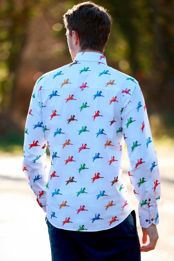 MULTI HORSE RIDER PRINT SHIRT - Premium Men's Patterned Shirt by Claudio Lugli | Bold Design, Tailored Fit, Best Printed Shirts