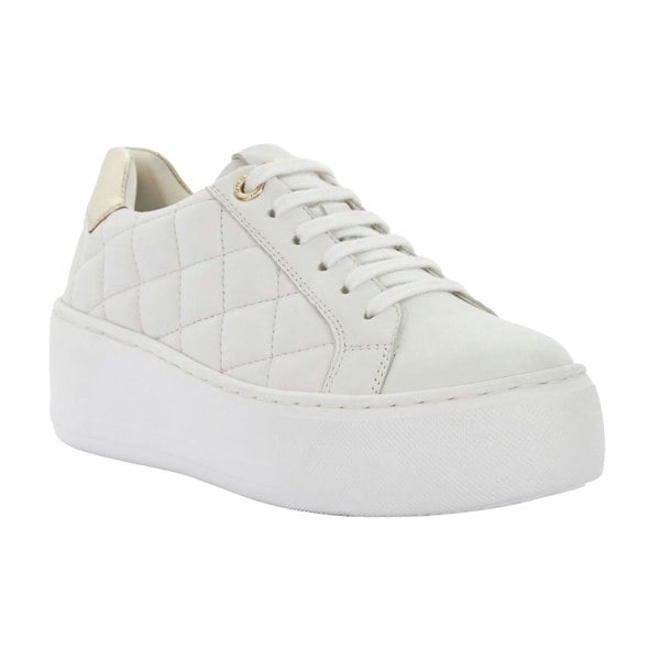 Boss Womens Elizas Quilted Leather Wedge Trainers - White