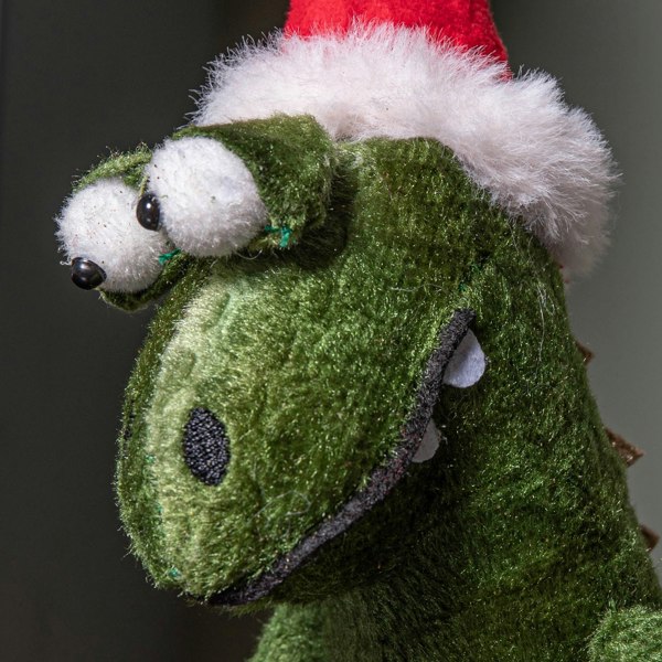 Samuel Alexander 37cm Green Standing Christmas Dinosaur with Santa Hat