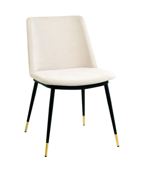 Furniture Edit Evora Cream Velvet Chair Gold Legs Set of 2