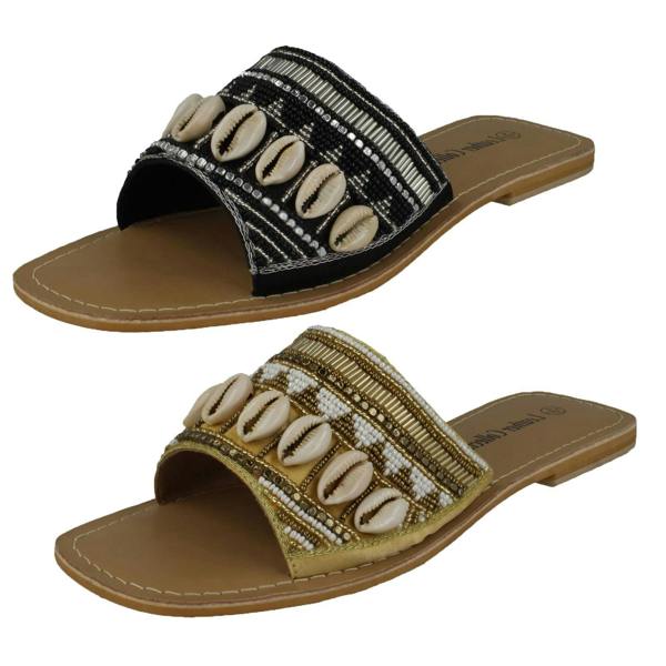 Leather Collection Ladies Leather Collection Beaded Mules F00311
