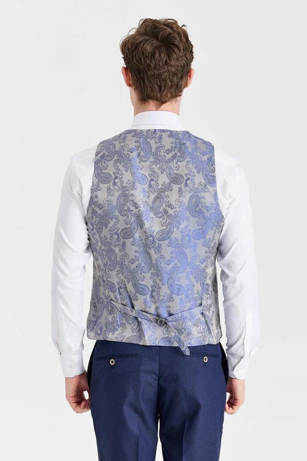 Paul Andrew Belmont Navy Suit with Belmont Silver Waistcoat