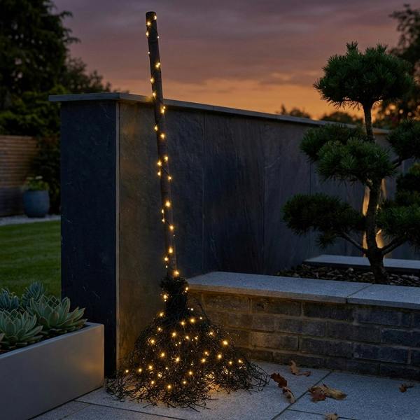 Garden Greatness Whimsical LED Witches Broom Decoration