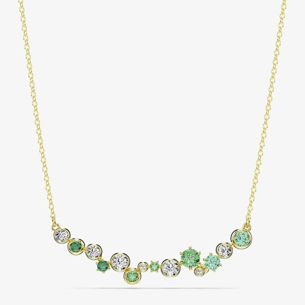 Swarovski Constella Gold Tone Plated Green & White Crystal Necklace 5732247