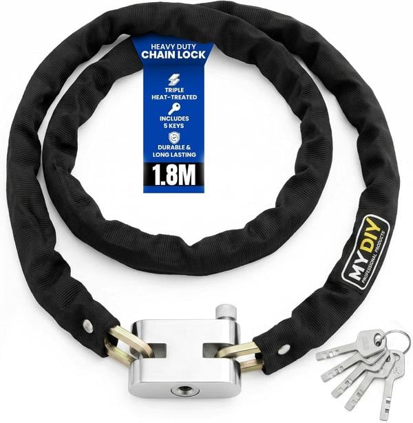 MY DIY PROFESSIONAL PRODUCTS Bike Chain Lock 1.8M Heavy Duty High Security Stainless Steel Anti Theft Lock for Bicycles, Motorbikes, Scooters 3 Keys